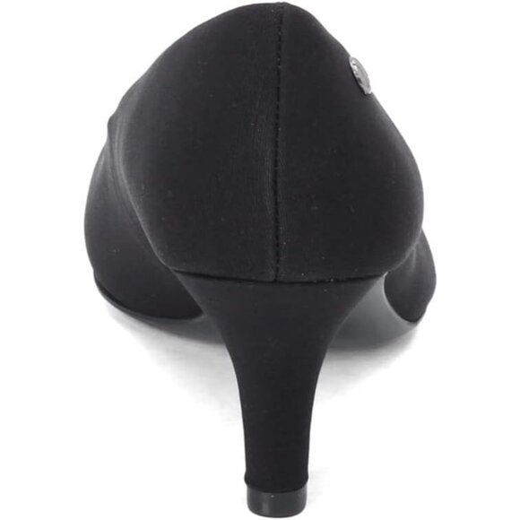 LifeStride Women Beige Black Polyurethane Closed Pointed Toes Kitten Heel Pumps - Picture 6 of 8